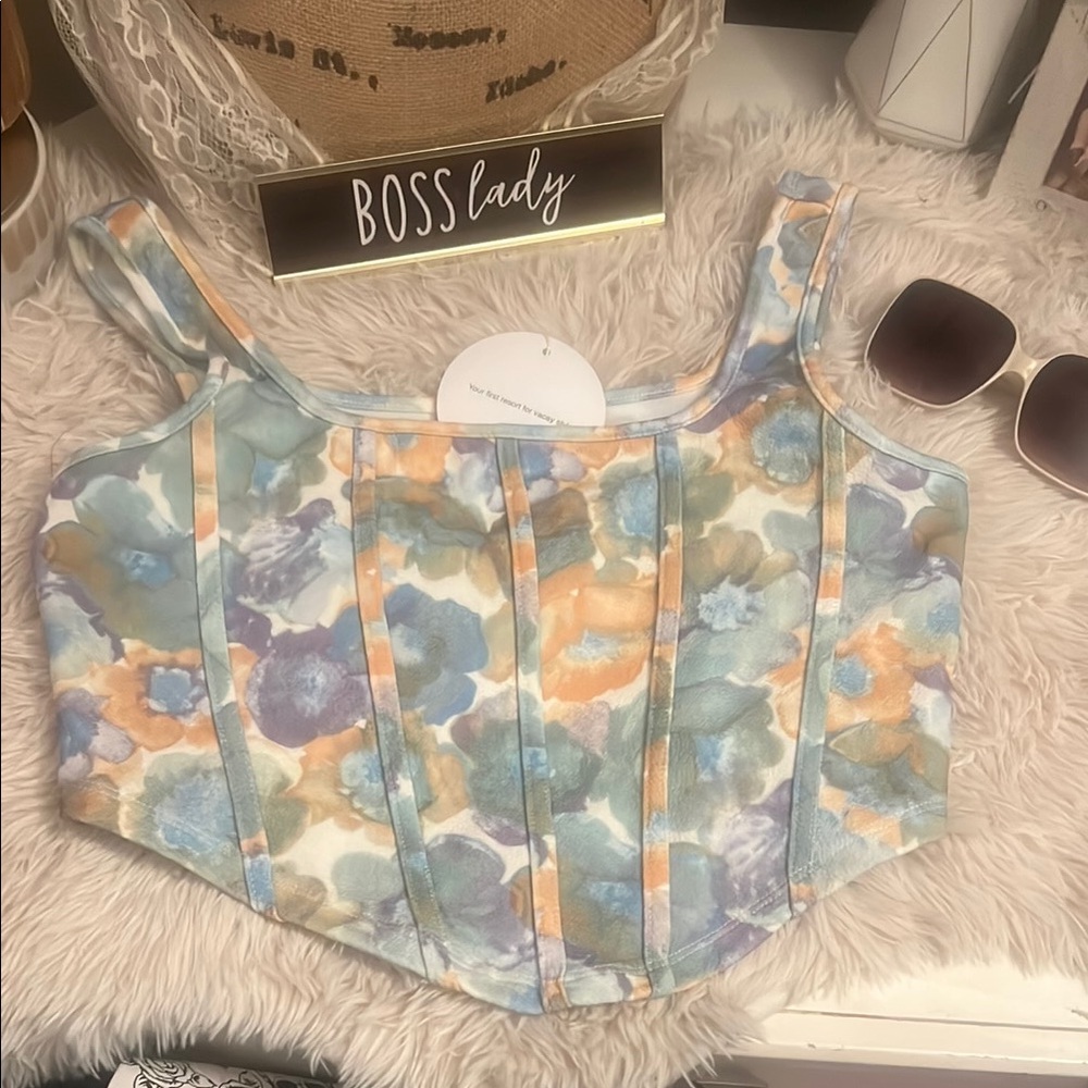 Floral multicolor Women's fabric corset